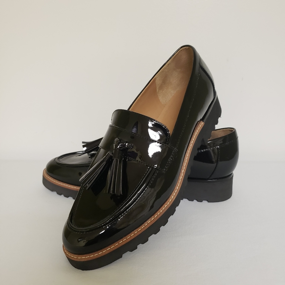 Franco Sarto Black Patent Leather Loafers